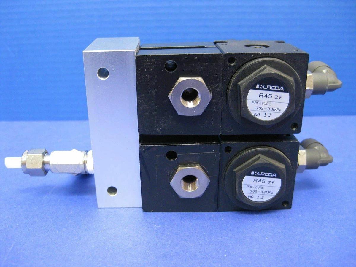 Used TEL Kuroda R45 ZF Double Regulator Assembly, Manifold Mounted, Used