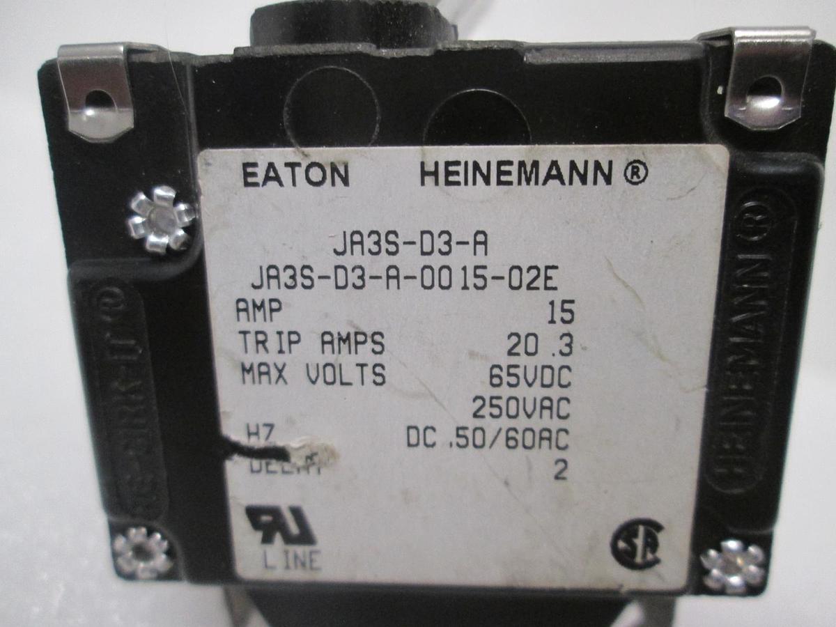 Heinemann, JA3S-D3-A-0015-02E, Circuit Breaker, 3 Pole, 15A, New