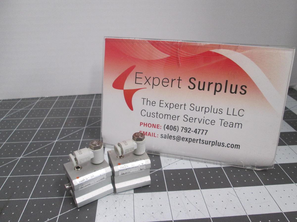 Used Lot of 2 SMC CQ2A12-10S Compact Pneumatic Cylinder Single Acting Spring Return