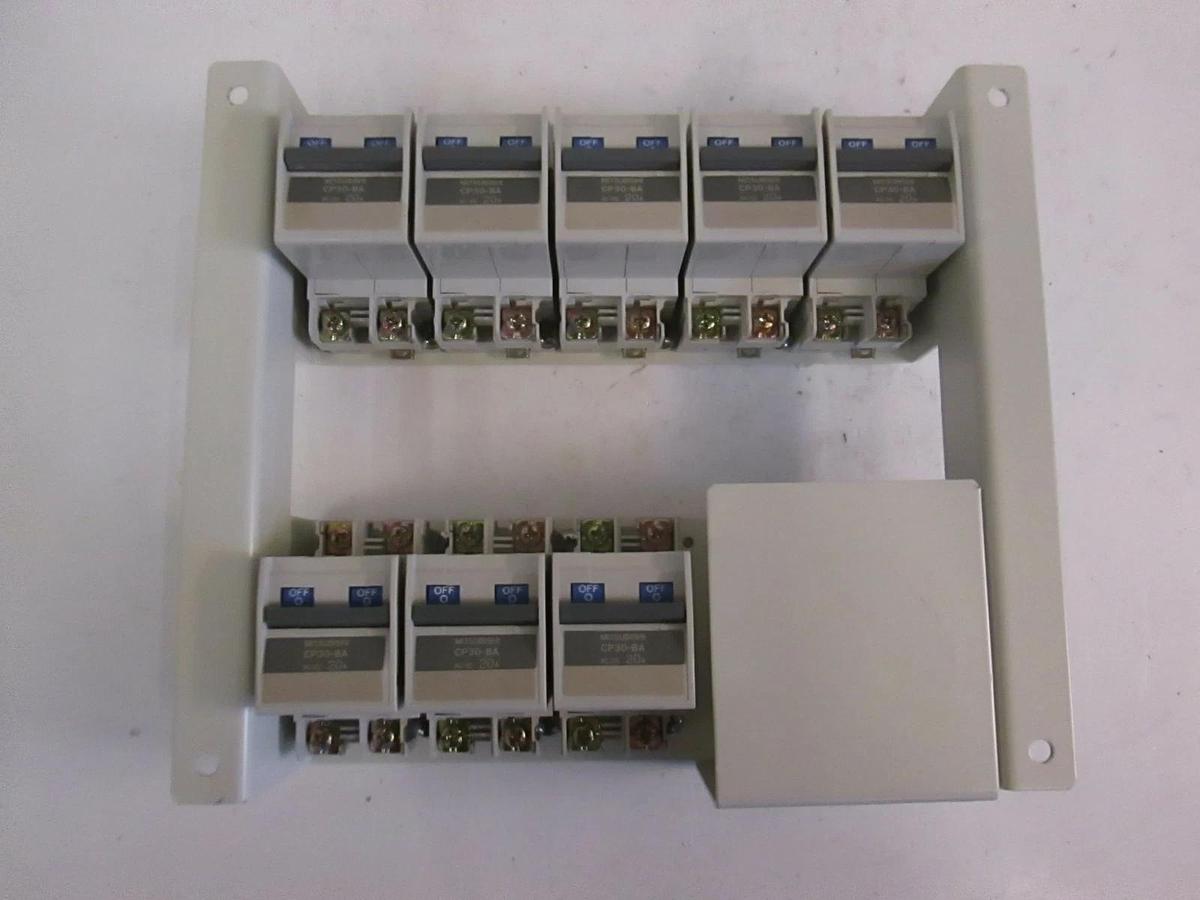 Used Mitsubishi Circuit Protector CP30-BA, 20A, 250VAC/125VDC, 2 Pole, Used, Lot of 8