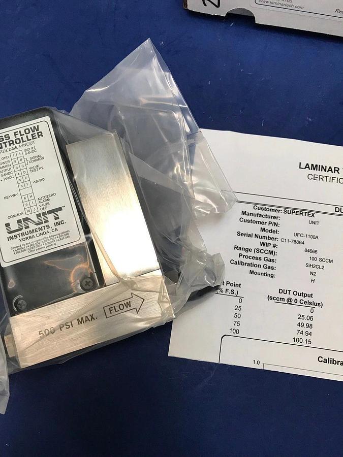 Used Unit UFC-1100A Mass Flow Controller SIH2CL2, 100 SCCM, Reburbished