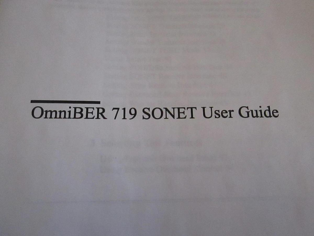 Used OmniBER 719 SONET User Guide, Used