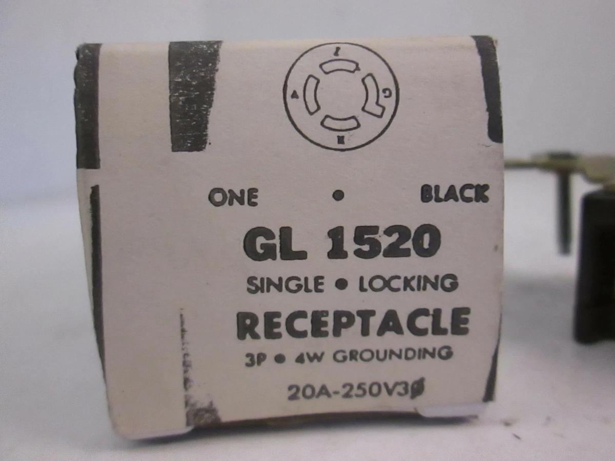General Electric, GL1520 Single Locking Receptacle, 4W Grounding, New
