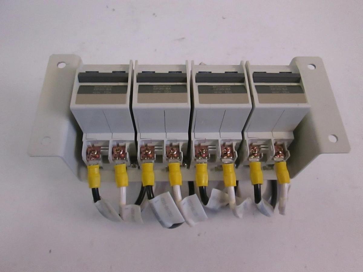 Used Mitsubishi Circuit Protector CP30-BA 15A, 2 Pole, Lot of 4 Bracket Mounted