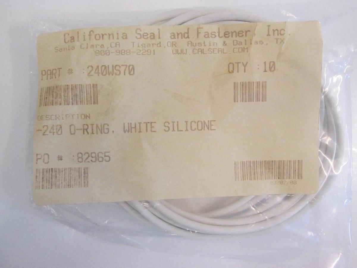 Used California Seal, 240WS70, White Silicone -240, O-Ring Lot of 10