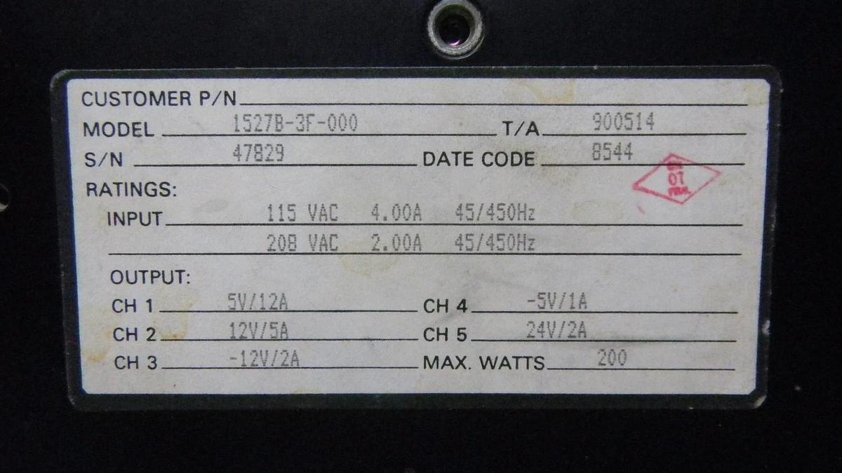 Used QSI 1527B-3F-000 Power Supply, Used