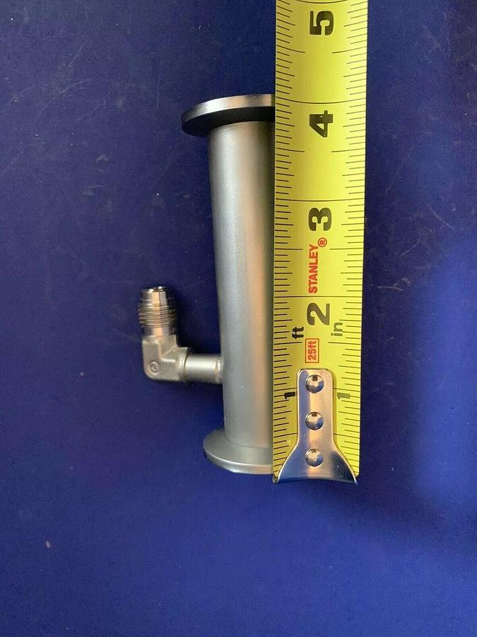 Used Vacuum Tube Nipple w/ 1/4" MVCR Port, 4" SS Pipe, NW25 Flanges, Used