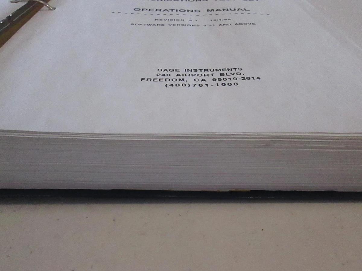 Used Sage Instruments Model 930A Communications Test Set Operations Manual, Used