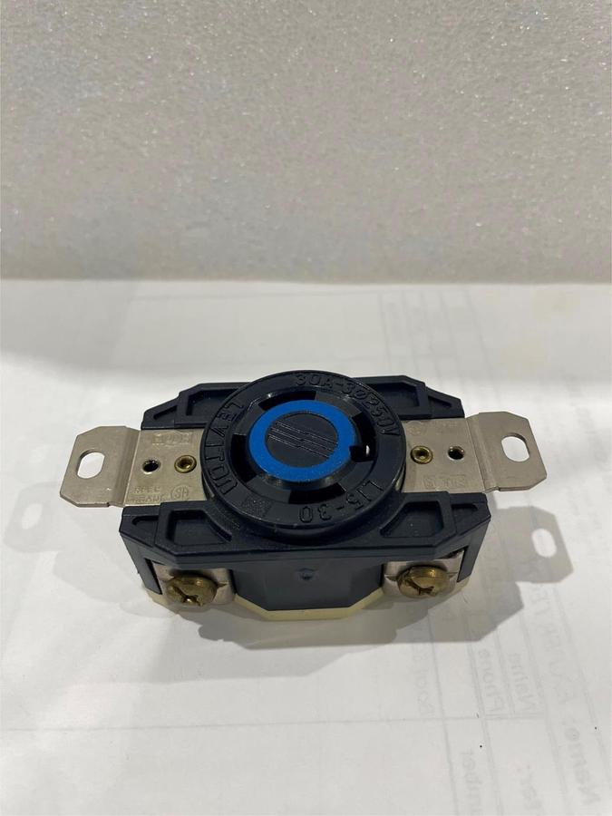 Used Leviton, 20-amp, 250 volt Locking Receptacle, Used