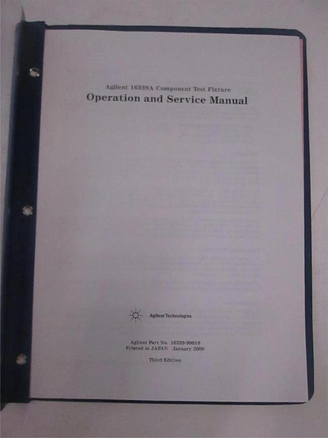 Used Agilent 16339A Component Test Fixture Operation and Service Manual, Used