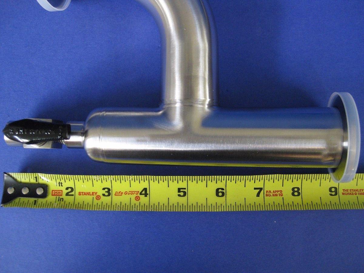 SS TEE Vacuum Pipe Weldment NW40, w/SS-4P4T5 Plug Valve 1/4" FNPT, New