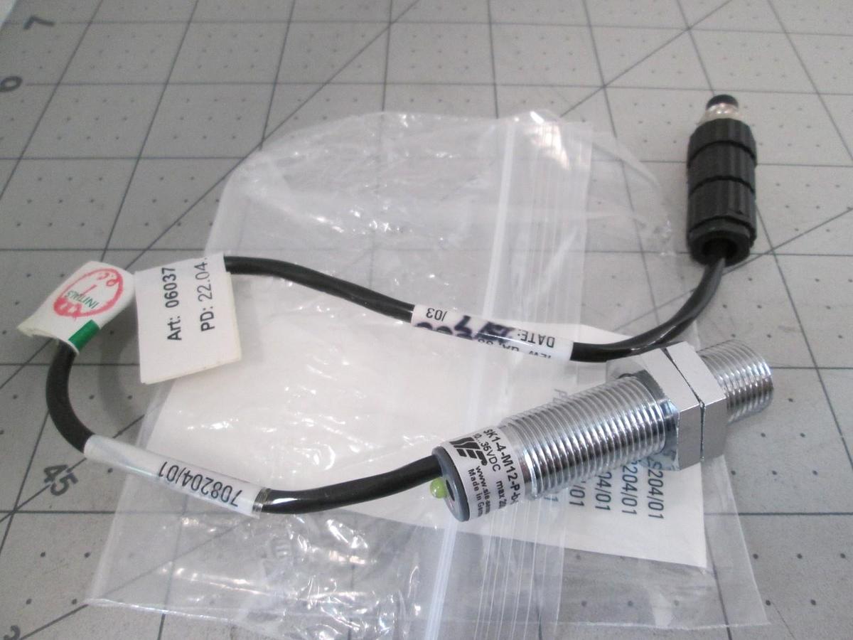 Used SIE Sensorik, SK1-4-M12-P-B-S, Proximity Sensor w/ 4-Pin Male Connector, New