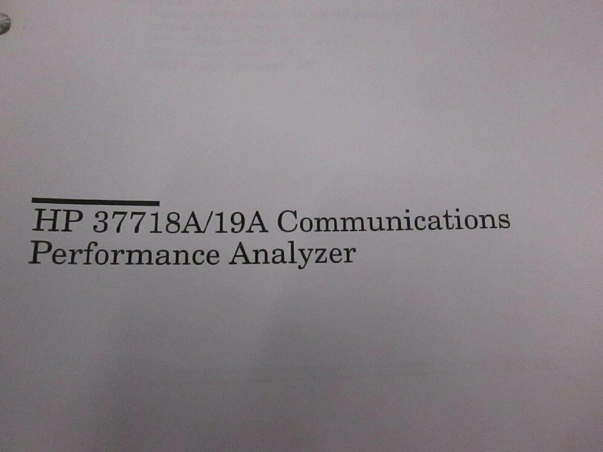 Used HP 37718A/19A Communications Performance Analyzer, Quick Start, Used