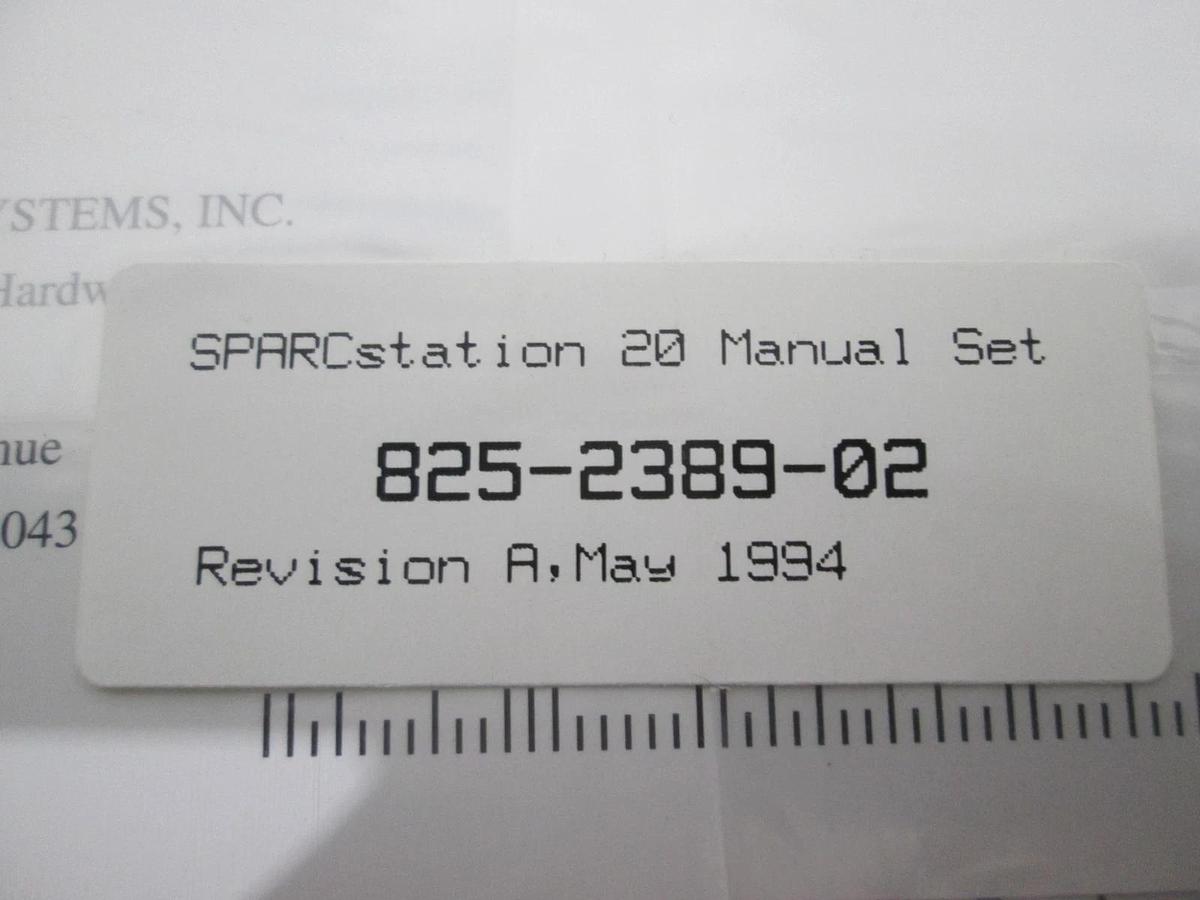 Used Sun, SPARCstation 20 Manual Set, 825-2389-02, REV A, New