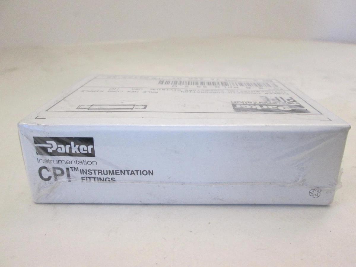 Parker, 8-8 MHLN-SS, Male Hex Long Nipple Fitting Box of 2, New, Original