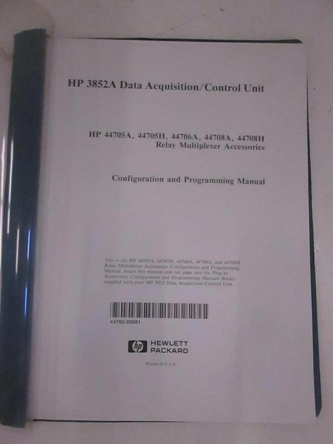 Used HP 3852A Data Acquisition/Control Unit Config and Programming Manual, Used