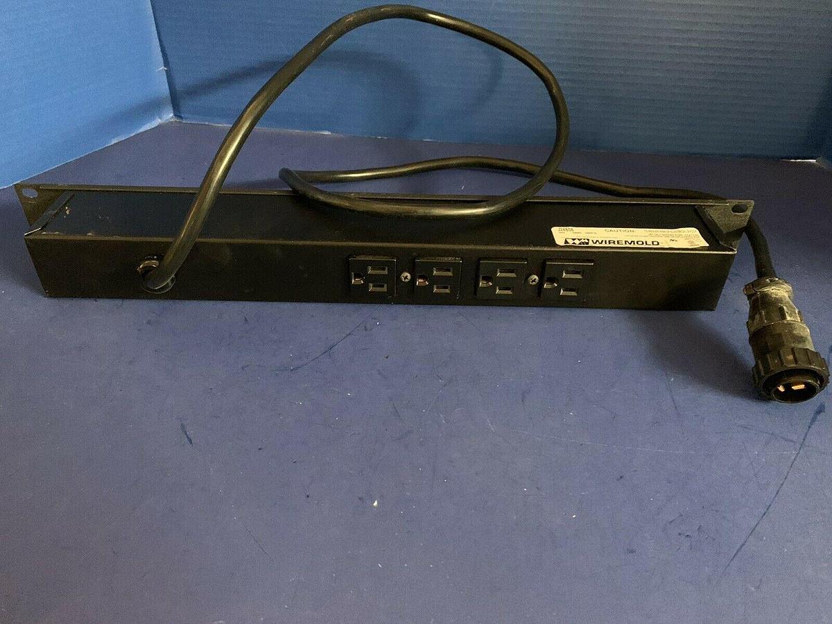 Used Wiremold J24B0B  Rack Mount Power Strip w/ 6 Outlets & AMP Circular Connector