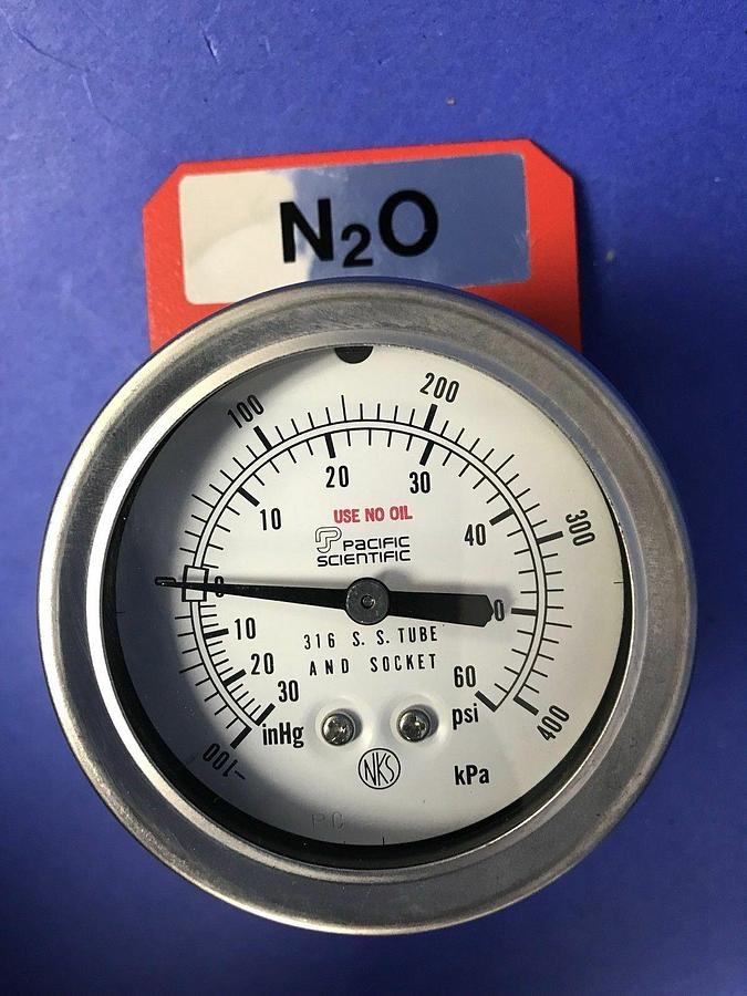 Used Pacific Scientific Gauge 30-0-60 psi / -100-400 kPa, 2.5", 1/4" MVCR, Used