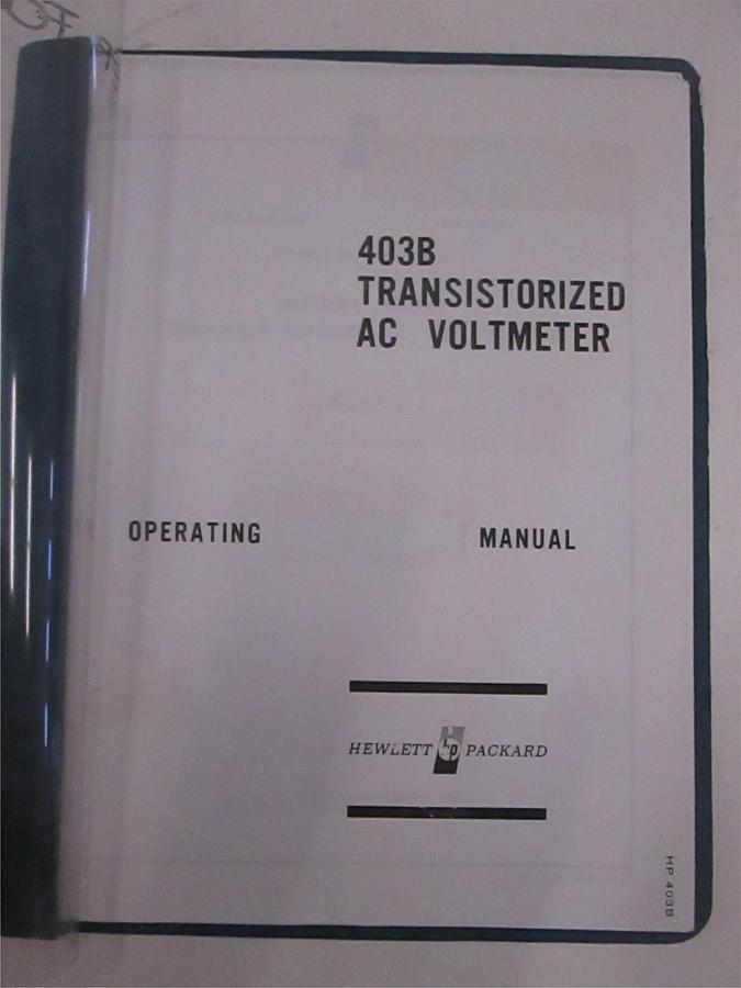 Used HP 403B Transistorized AC Voltmeter Operating Manual, Used