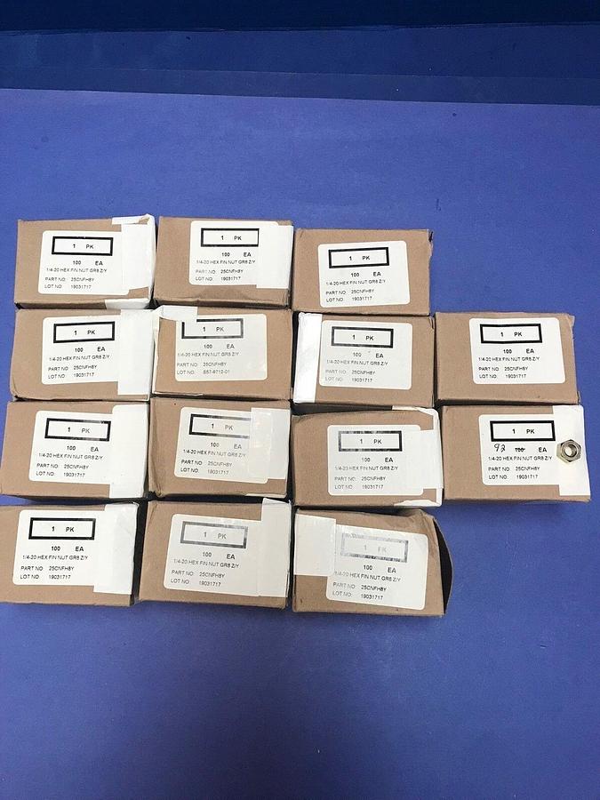 1/4-20 Finished Hex Nut, 25CNFH8Y Med. Carbon Steel, Zinc Yellow, Lot of 1392