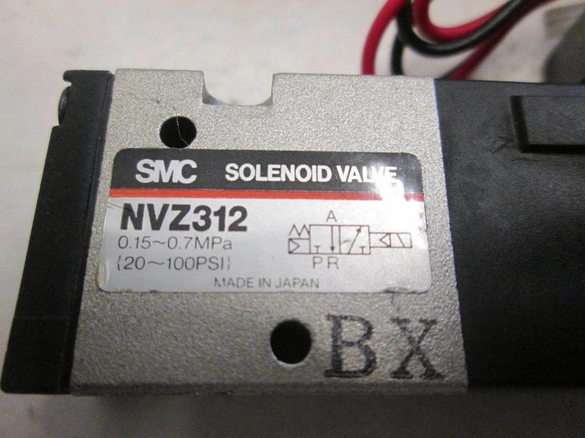 Used SMC, Solenoid Valve, NVZ312, 20-100PSI, .15-.7MPa, Used, Lot of 2