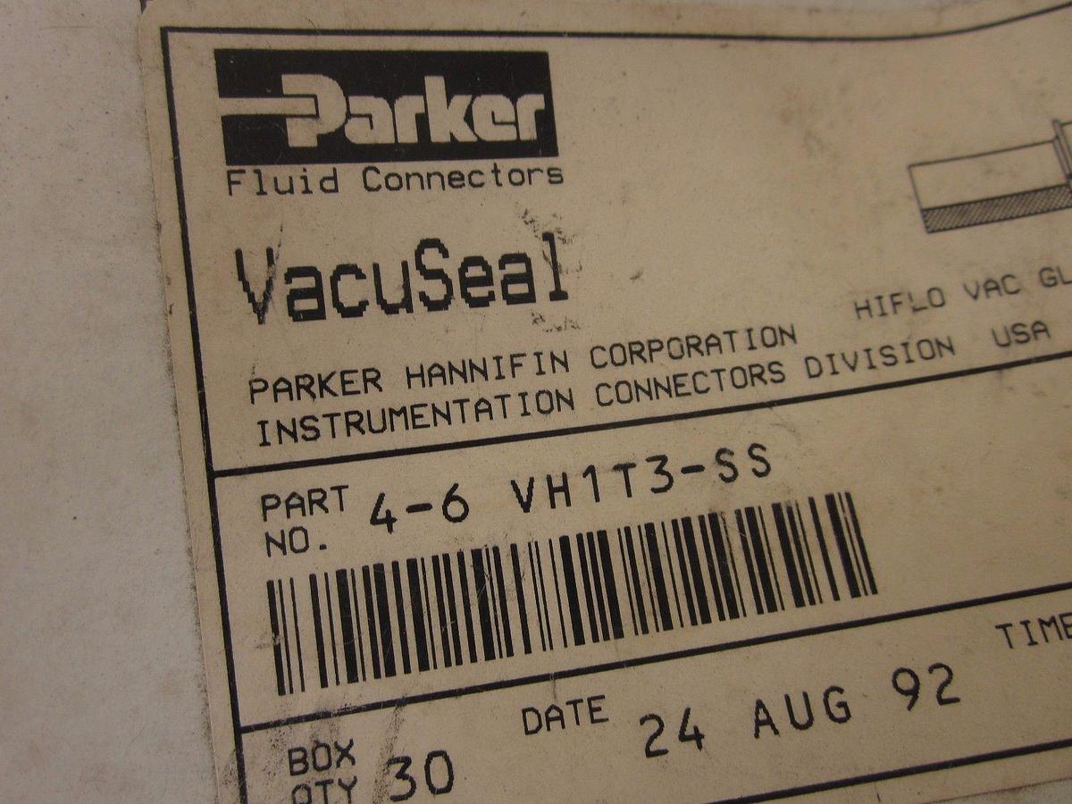 Used PARKER VacuSeal Gland Fitting 4-6 V1T3-SS, 6mm, Short Tube Butt Weld - LOT of 3