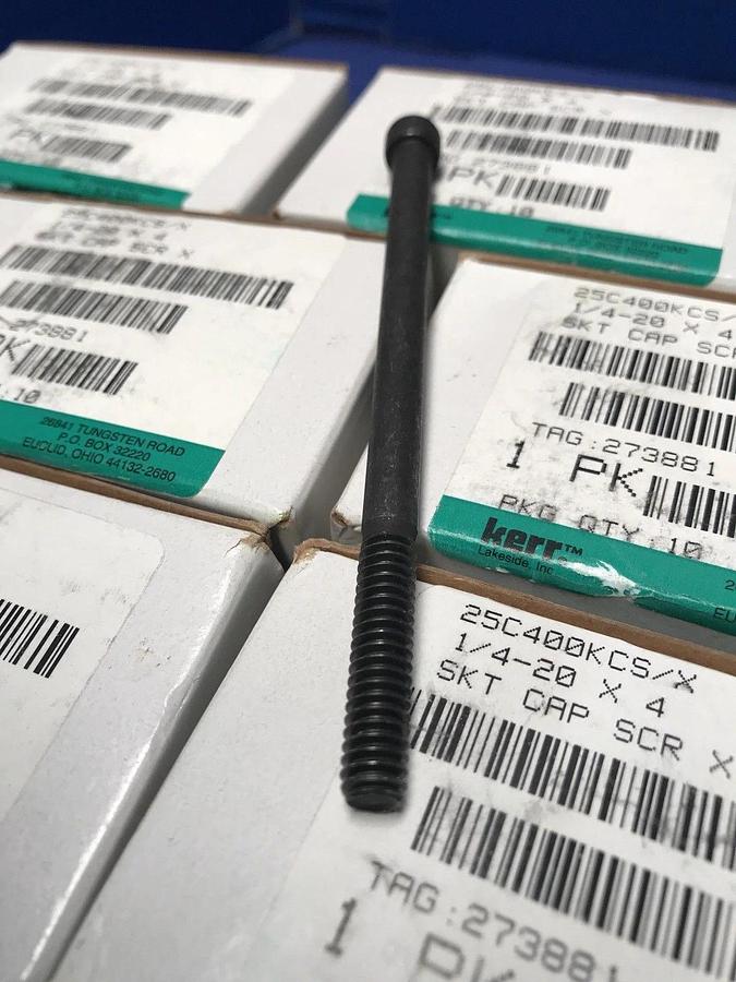 1/4"-20 x 4" Socket Head Cap Screw, Alloy Steel Black Oxide, Lot of 90 New