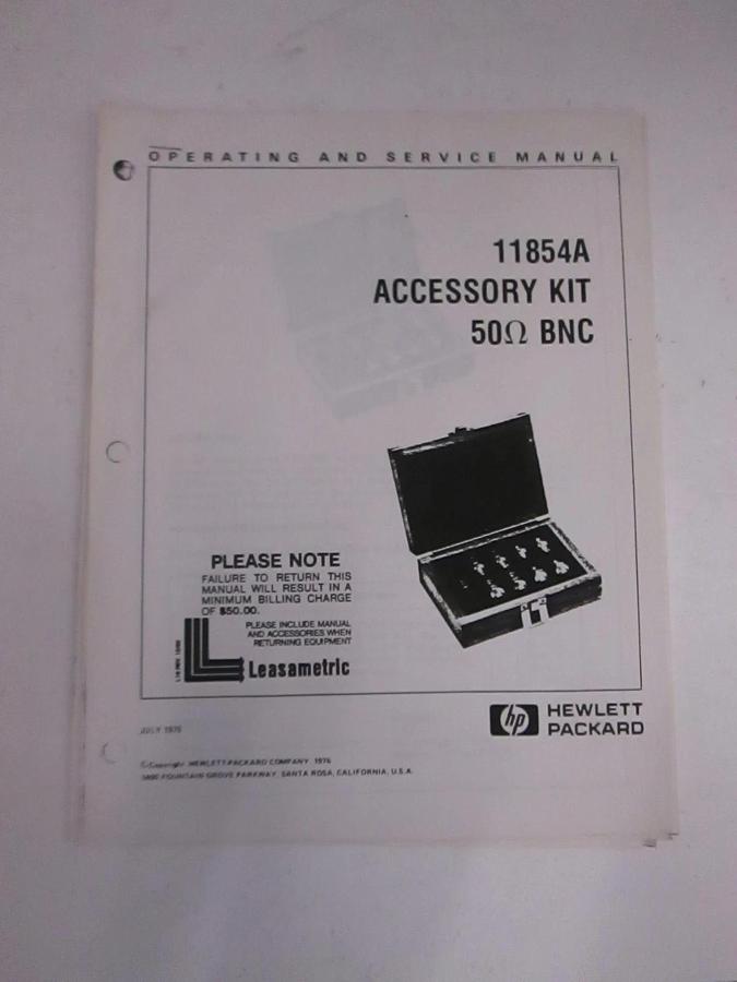 Used HP 11854A Accessory Kit, Operating and Service Manual, Used