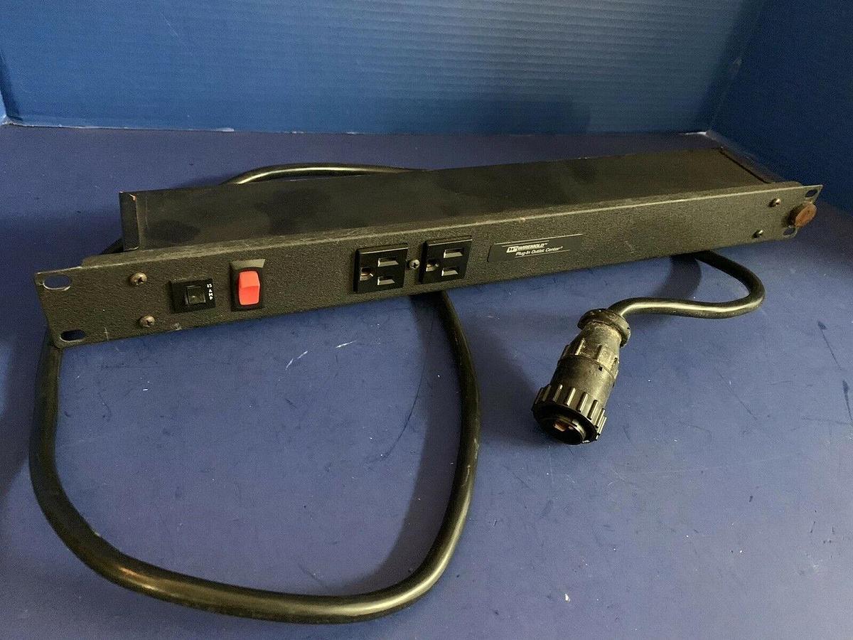 Used Wiremold J24B0B Rack Mount Power Strip w/ 6 Outlets & AMP Circular Connector