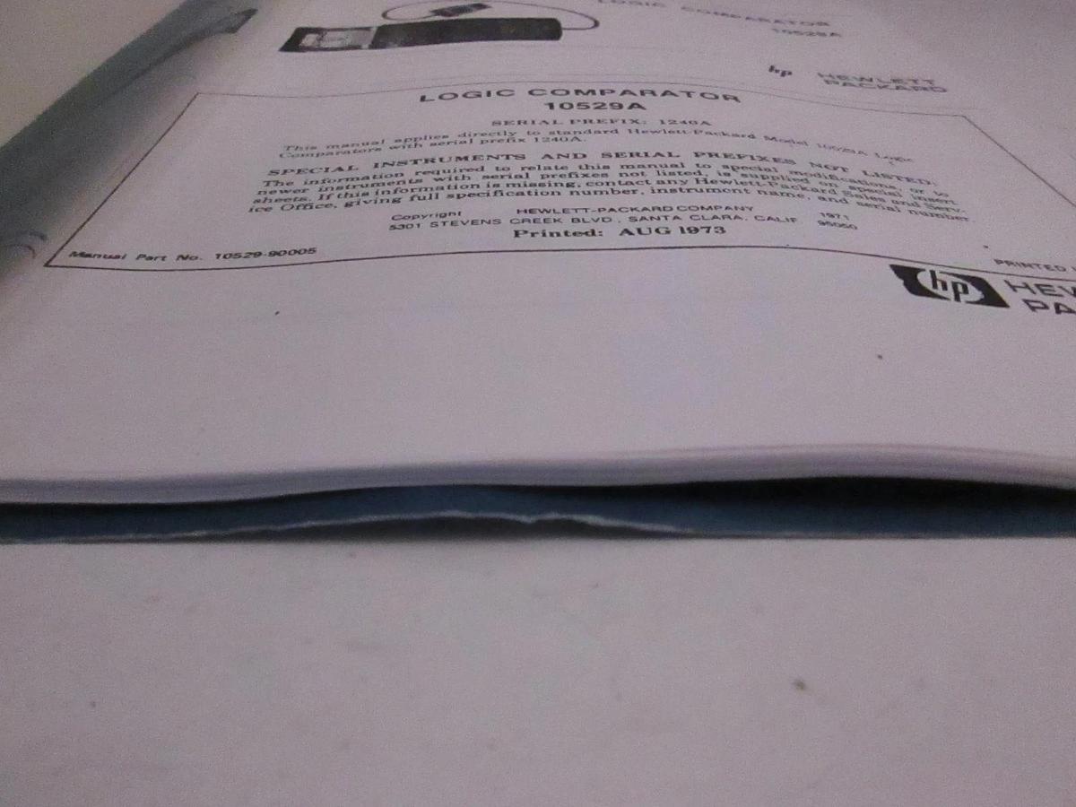 Used HP Logic Comparator 10529A Manual, Used
