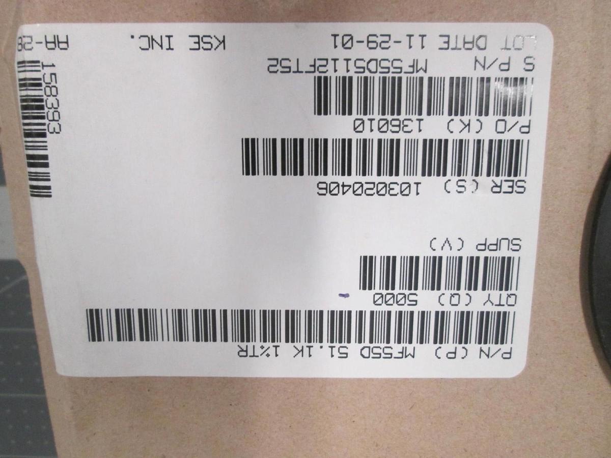 KOA, MF55D 5112 F T52, Resistor, Metal Film, 1K Ohm 1%, New, Reel of 5000