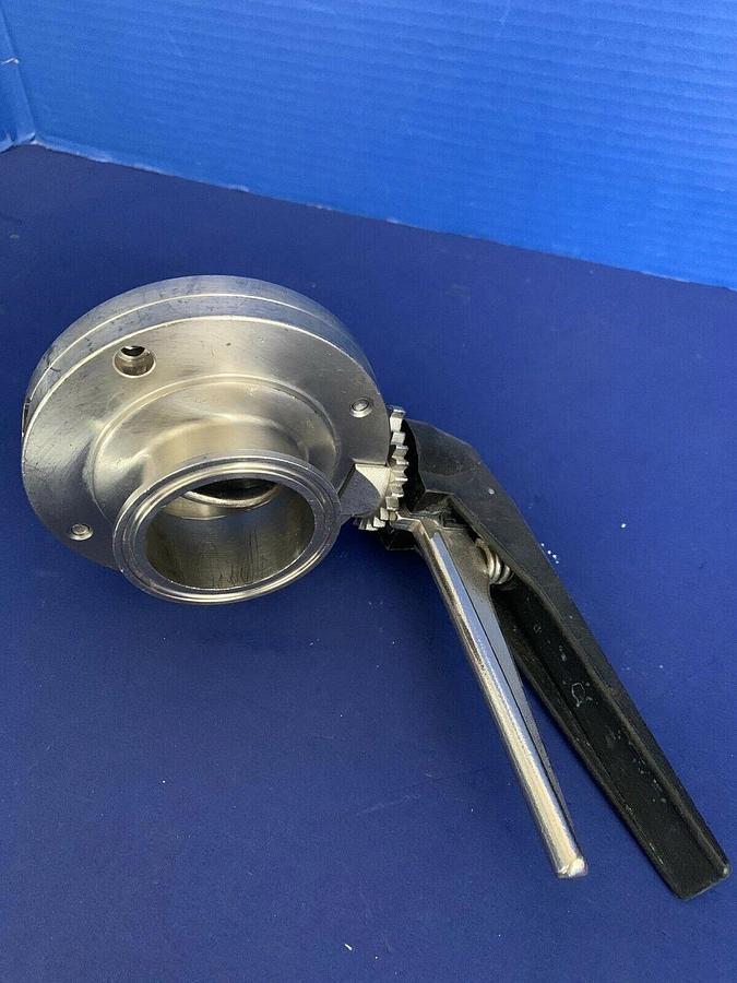 Used 2" Sanitary Flange Butterfly Valve with Handle, Used