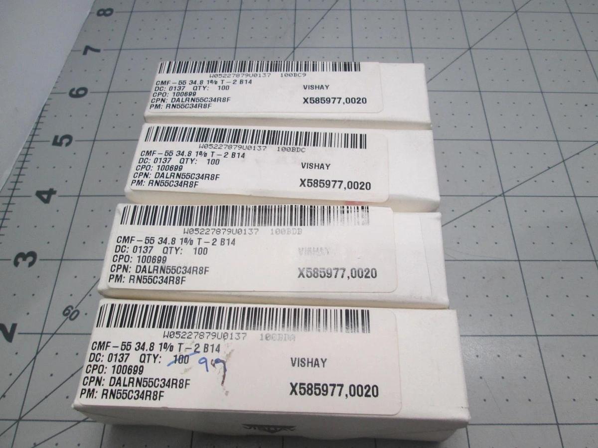 Vishay, RB55C34R8F, CMF-55 34.8 1% T-2 B14, New, Lot of 399 (4 Boxes)