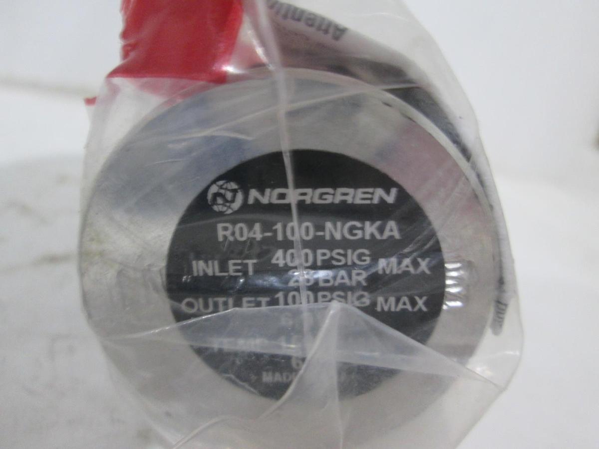 Used Norgren, R04-100-NGKA, Regulator, 400 PSIG Max In, 100 PSIG Max Out, New