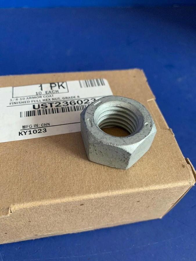 Used Hex Nut UST236023, Armor Code Grade 8, 3/4-10, 7 boxes of 10, 70 total