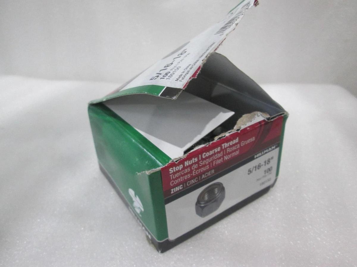 Hillman, Zinc, Stop Nut, 180150, 5/16-18", New, Lot of 100