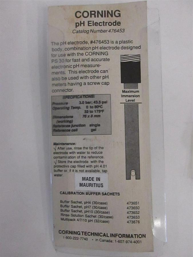 Corning, pH Electrode for us PS 30, 476453, New, Lot of 2