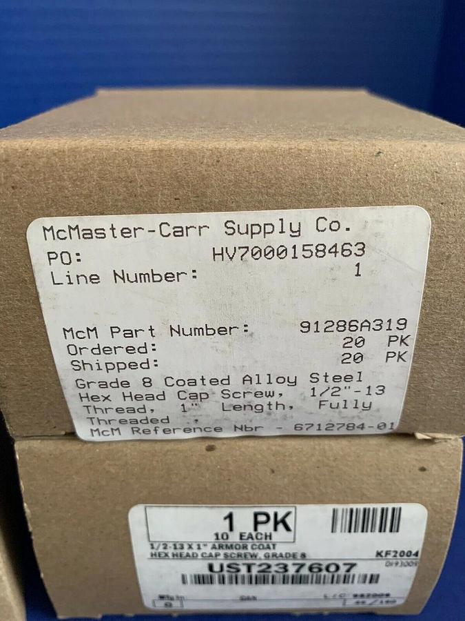 Hex Head Cap Screw UST237607 , 1/2"-13 x 1" Armor Coat Steel, Lot of 40 New