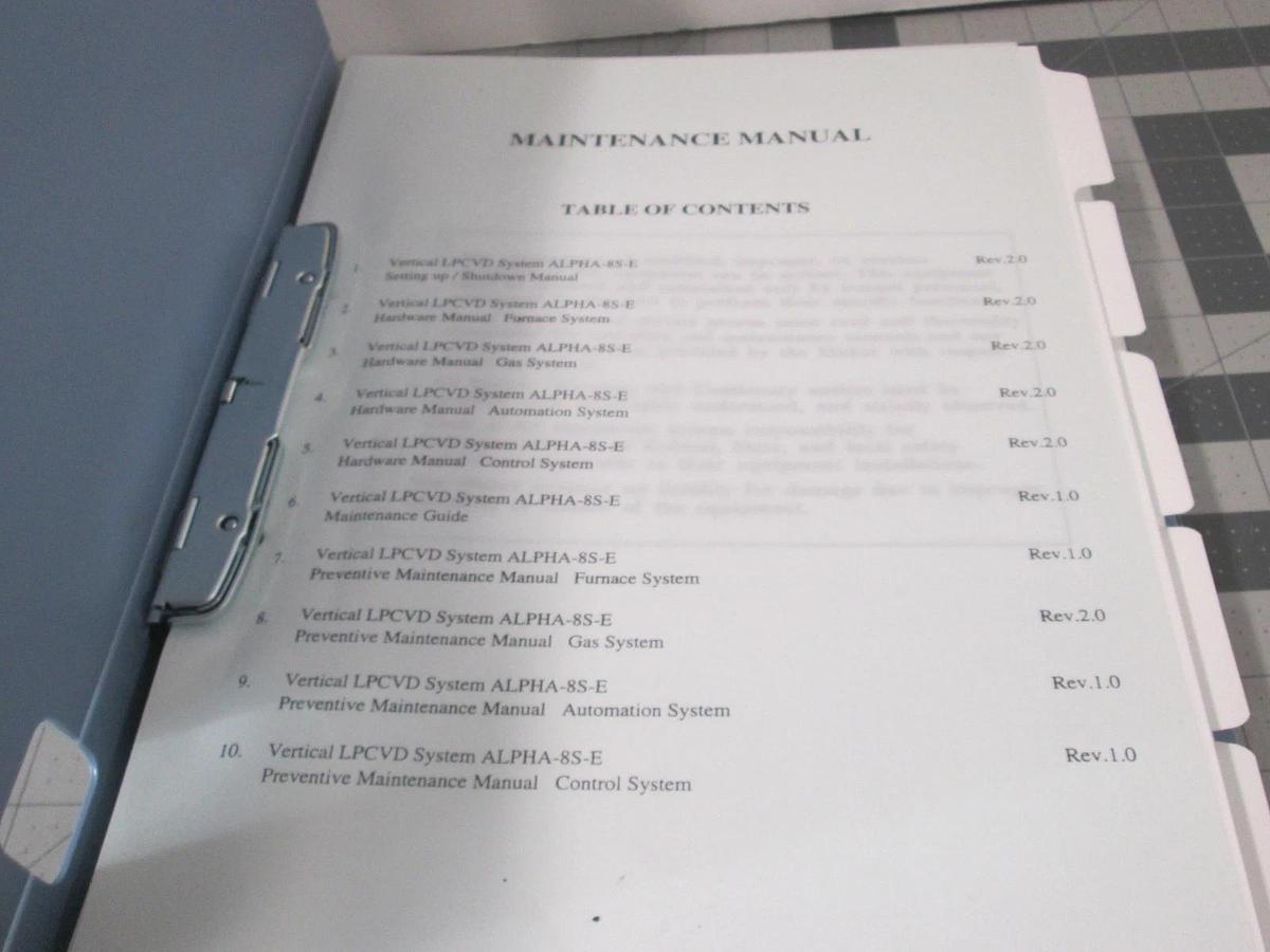 Used TEL Tokyo, ALPHA-8S, Maintenance Manual, As-D-Poly, Used