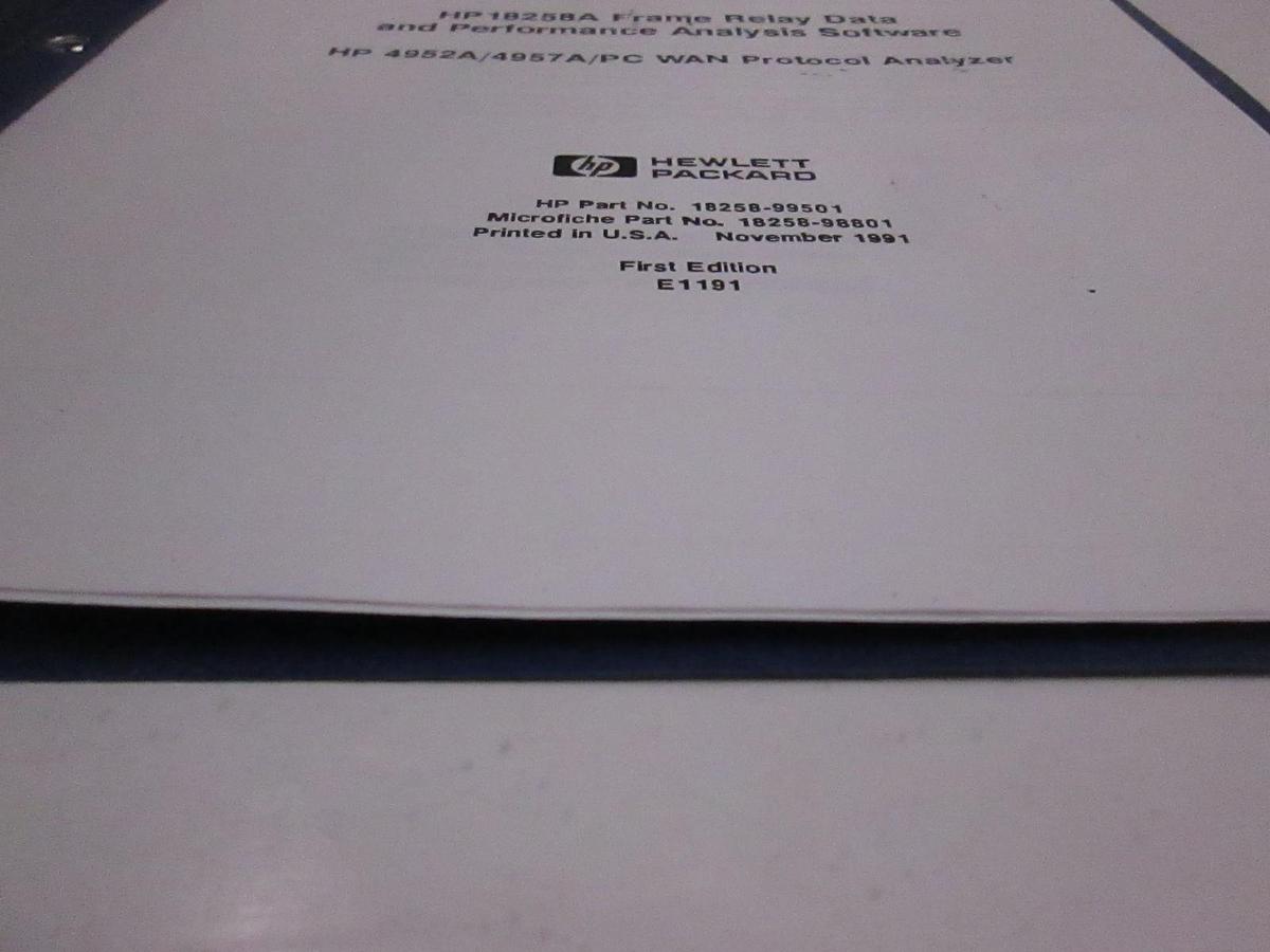 Used HP 18258A Frame Relay Data and Performance Analysis User's Guide, Used