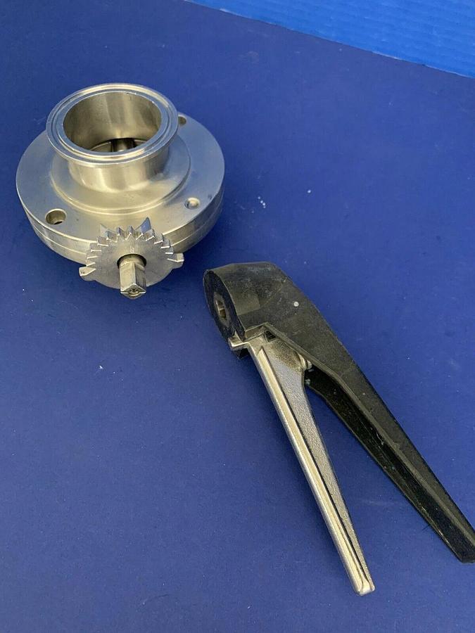 Used 2" Sanitary Flange Butterfly Valve with Handle, Used