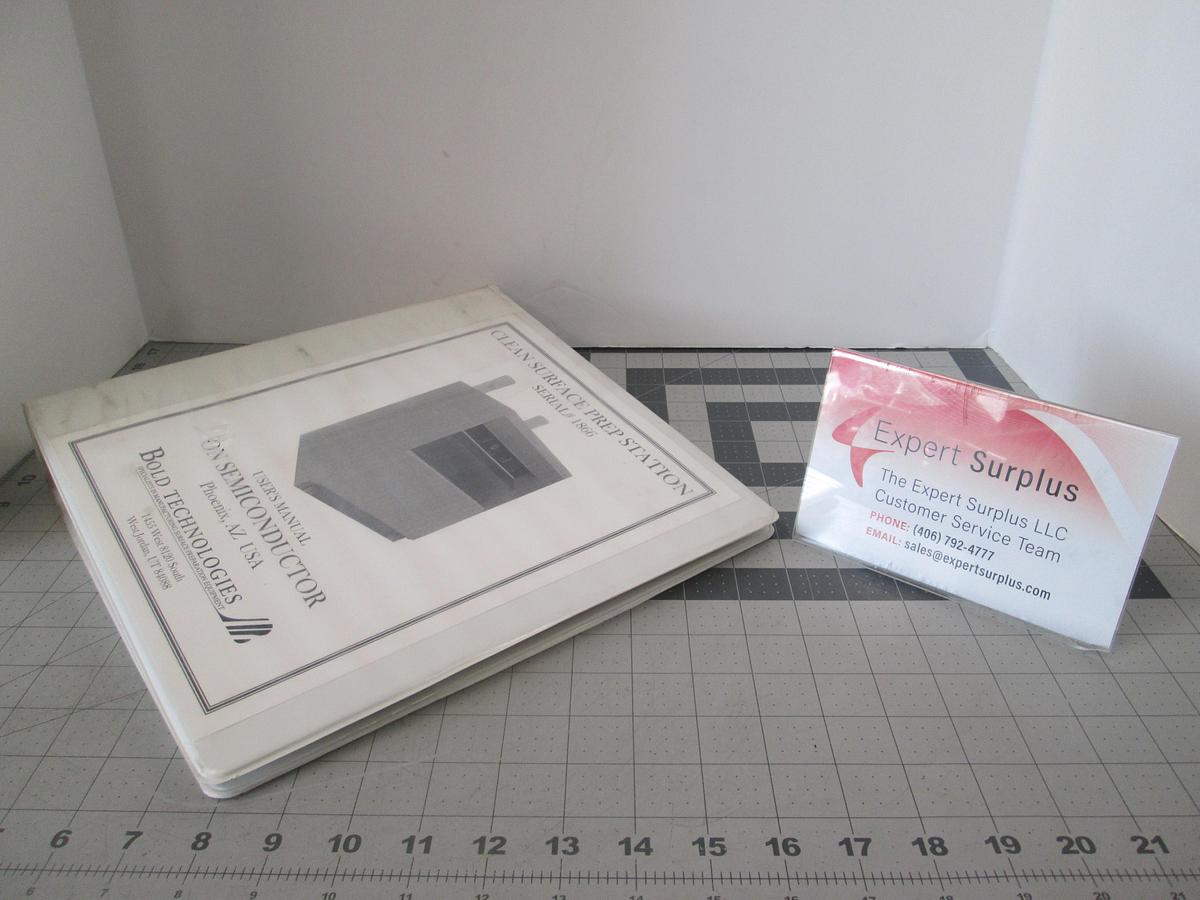 Used Bold Technologies, 1866, Clean Surface Prep Station, User Manual, Used