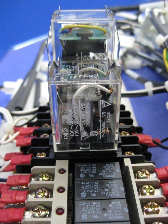 Used OMRON Relay Assy w/ G6B-1114P Relays and G6B-4BND Terminal Relay, Track Mount