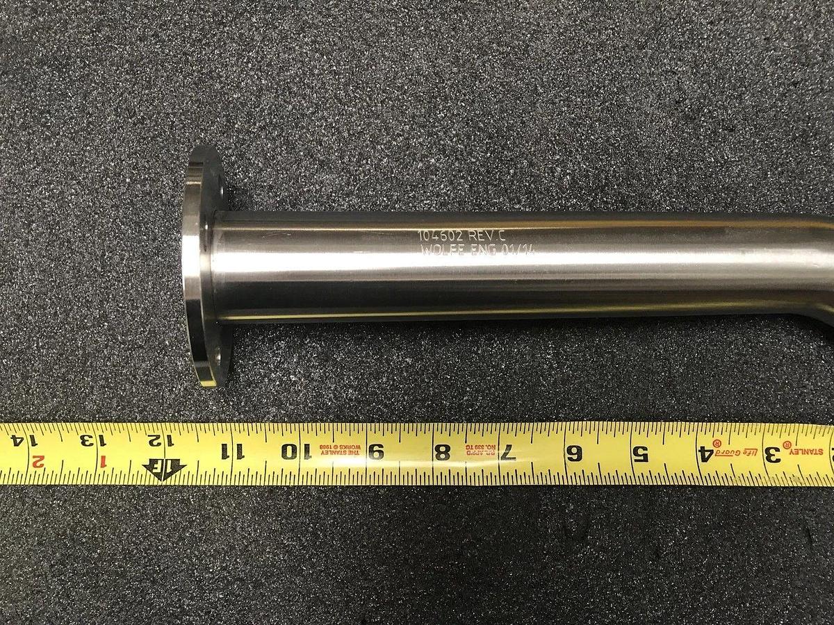 SS Vacuum 1.5"ID x 11"L Pipe Elbow, 3.125" CF Adapter x Butt Weld, New