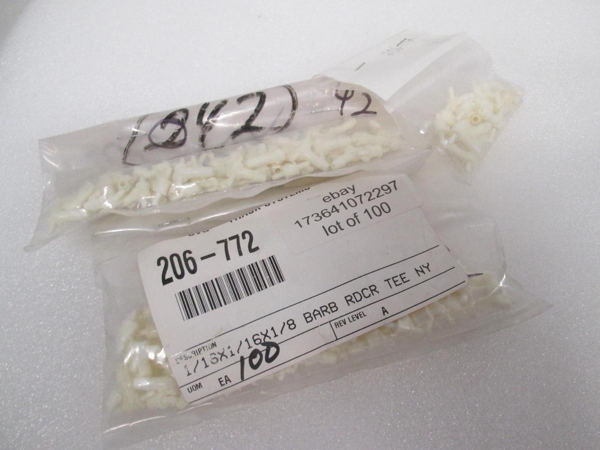 1/16x18x1/8 BARB RDCR TEE NY, 206-772, New, Lot of 160