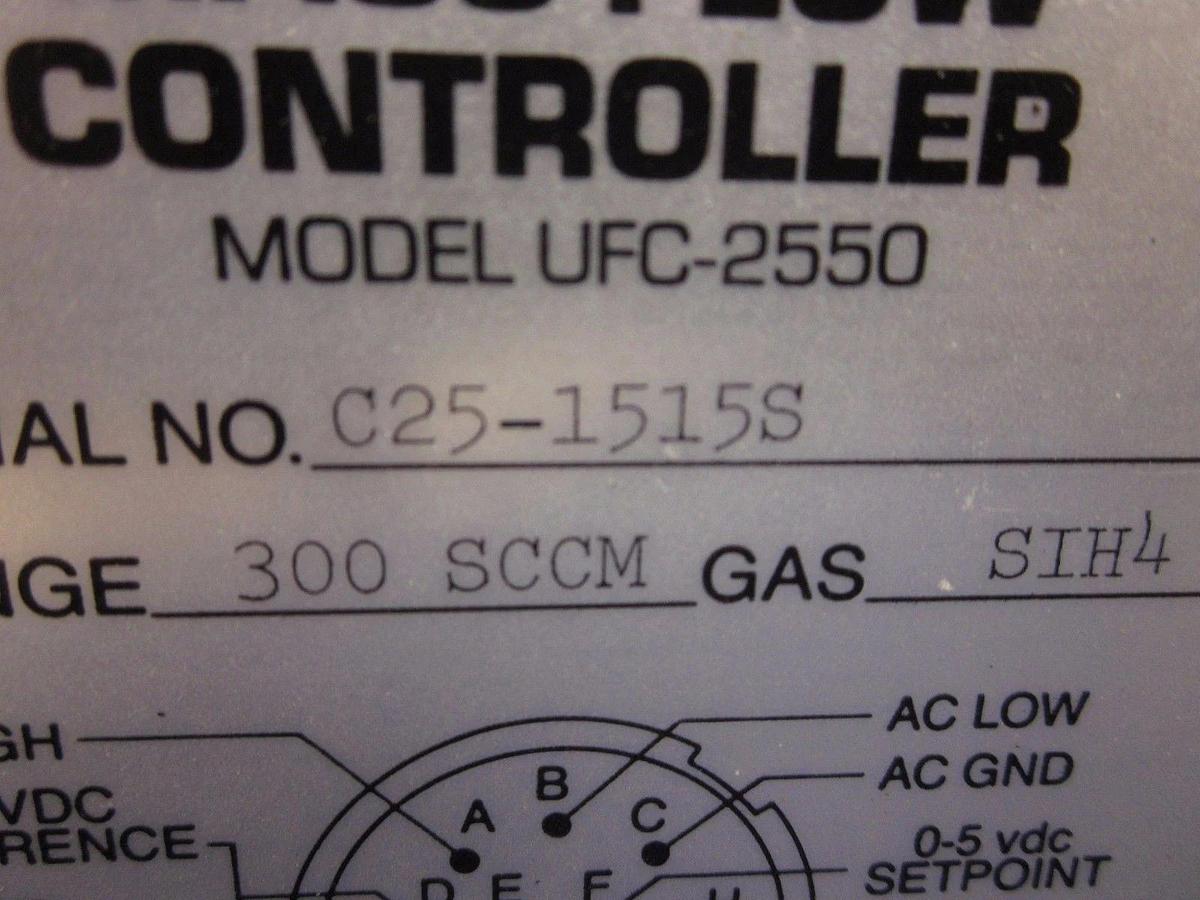 Used Unit UFC-2550, MFC, Mass Flow Controller, SiH4, 300 SCCM, 1/4" VCO. Used
