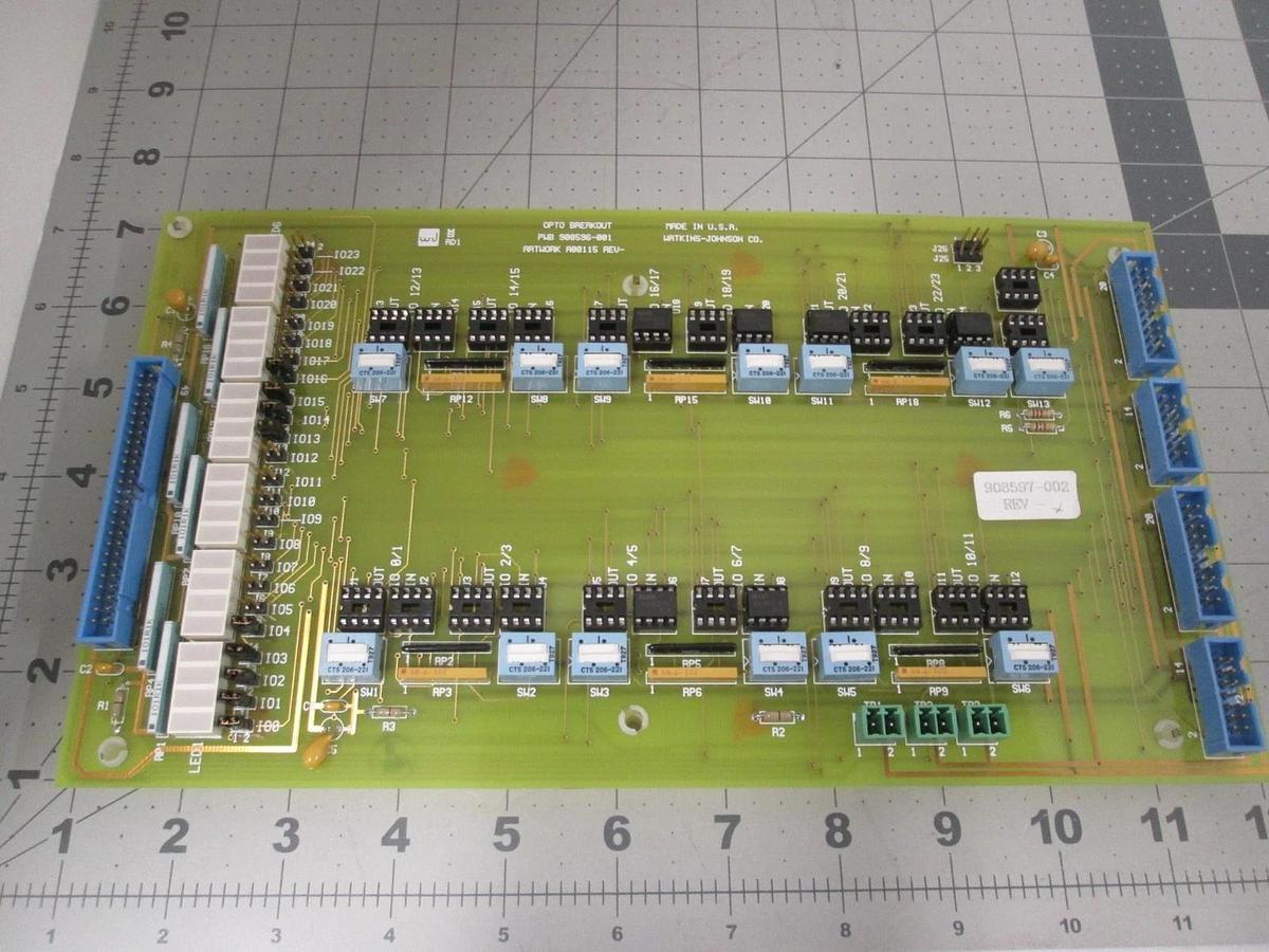 Watkins Johnson, 908597-002, Opto Breakout PCB Assy, WJ999, WJ1500, New