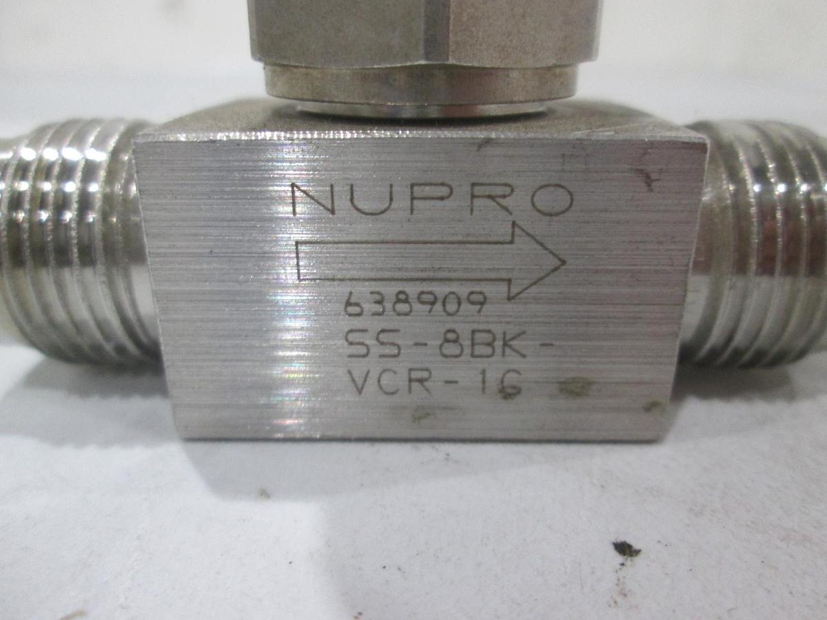 Used Nupro, SS-8BK-VCR-1C, Pneumatic Valve, Used