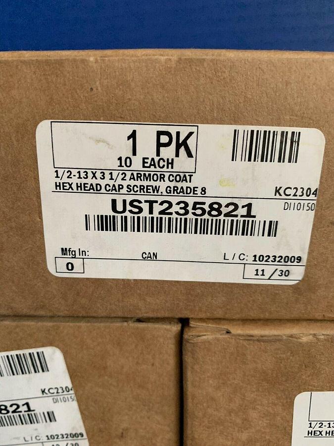 Hex Head Cap Screw, 1/2"-13 x 3-1/2" Armor Coat Steel, Lot of 50 New