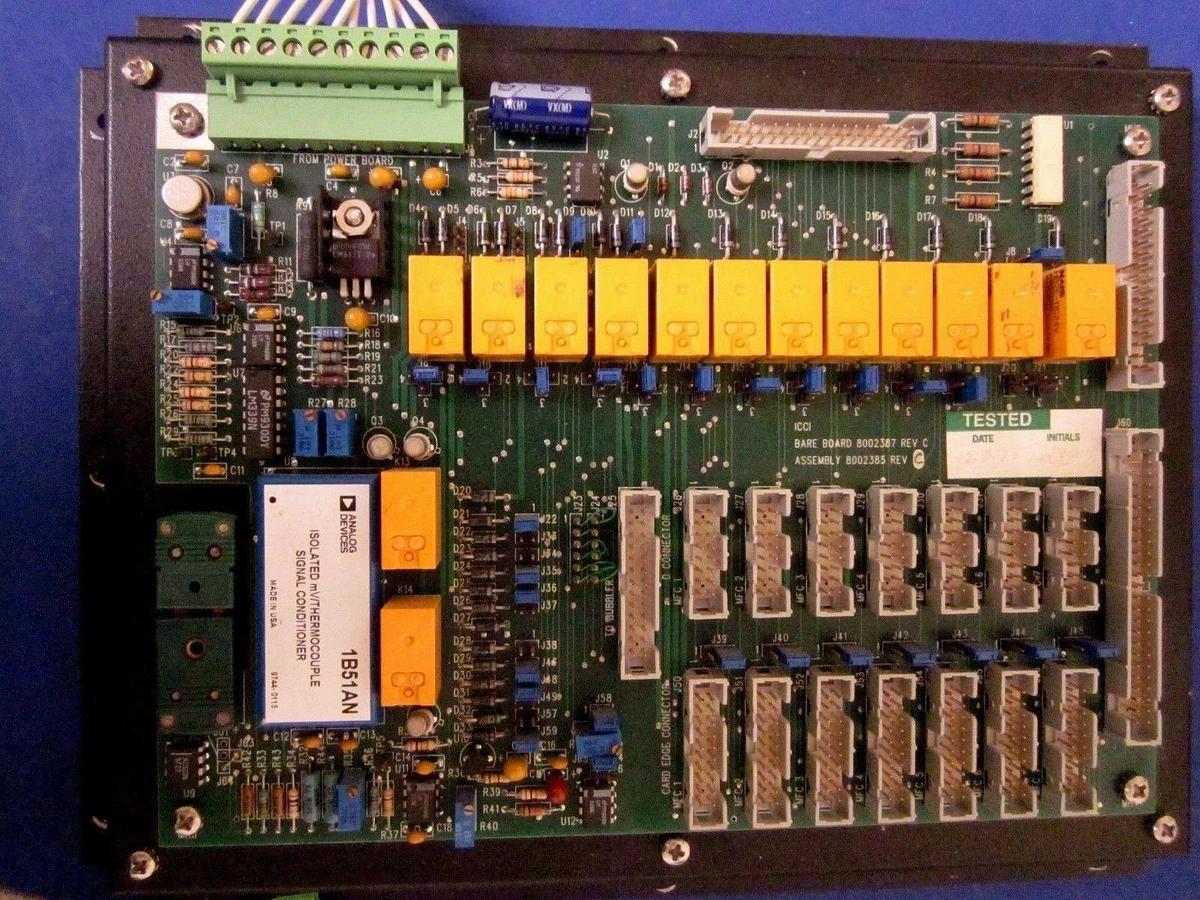 Used ICCI PCB Assembly 8002385 Rev C gas interface board pyro w sheet metal